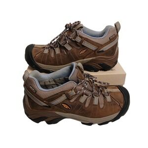 KEEN DRY Waterproof Rugged Outdoor Hiking Shoes Women Size 10 Brown Blue #1490